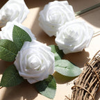 White Rose 50pcs Real Looking Artificial Flowers w/Stem