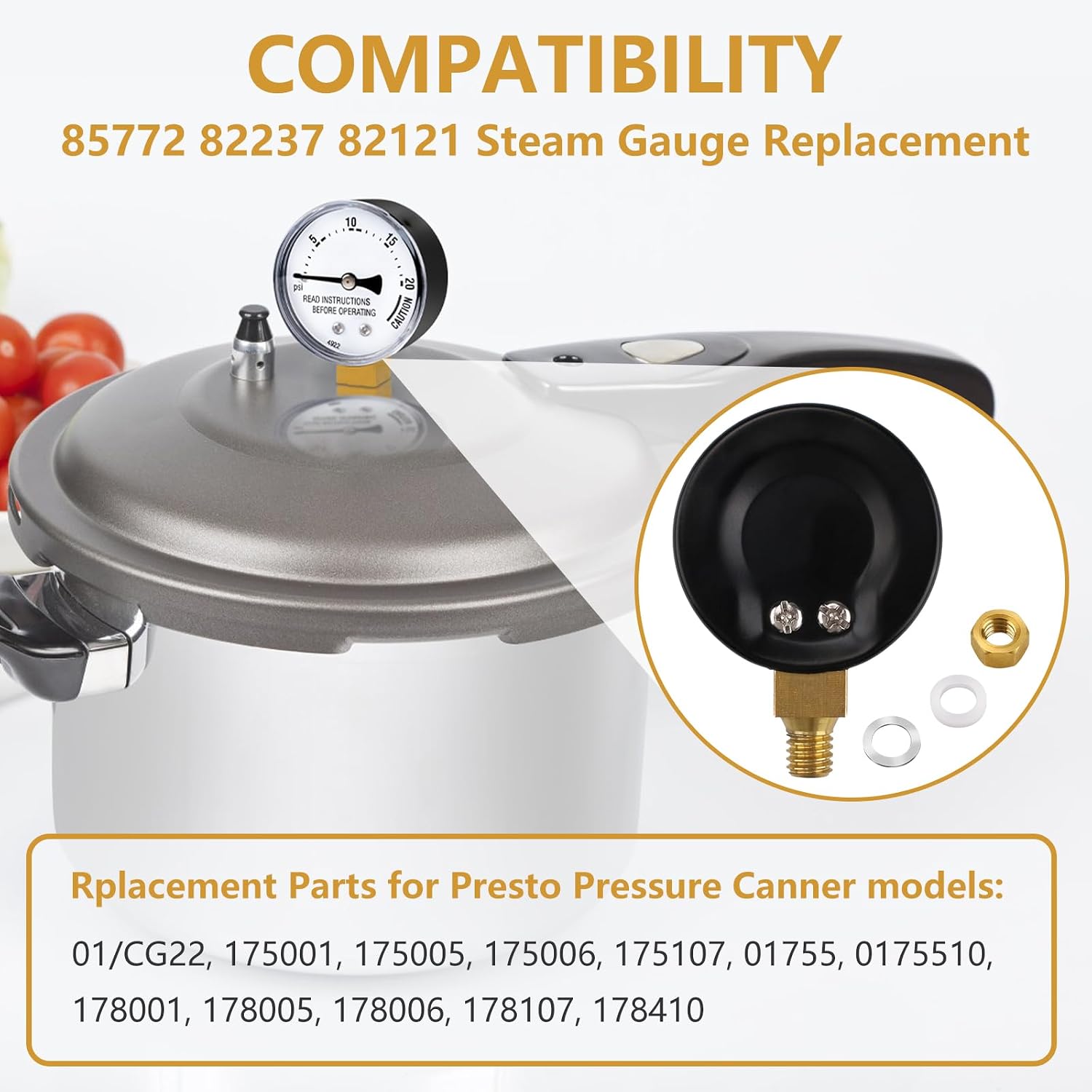 85772 Pressure Cooker Steam Gauge for Presto Pressure Canner 82237 82121