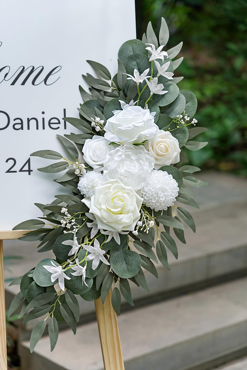 Artificial White Wedding Arch Flowers Set of 2