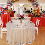 90 Inch Round Silver Sequin Tablecloth for Party Cake Dessert Table Exhibition Events