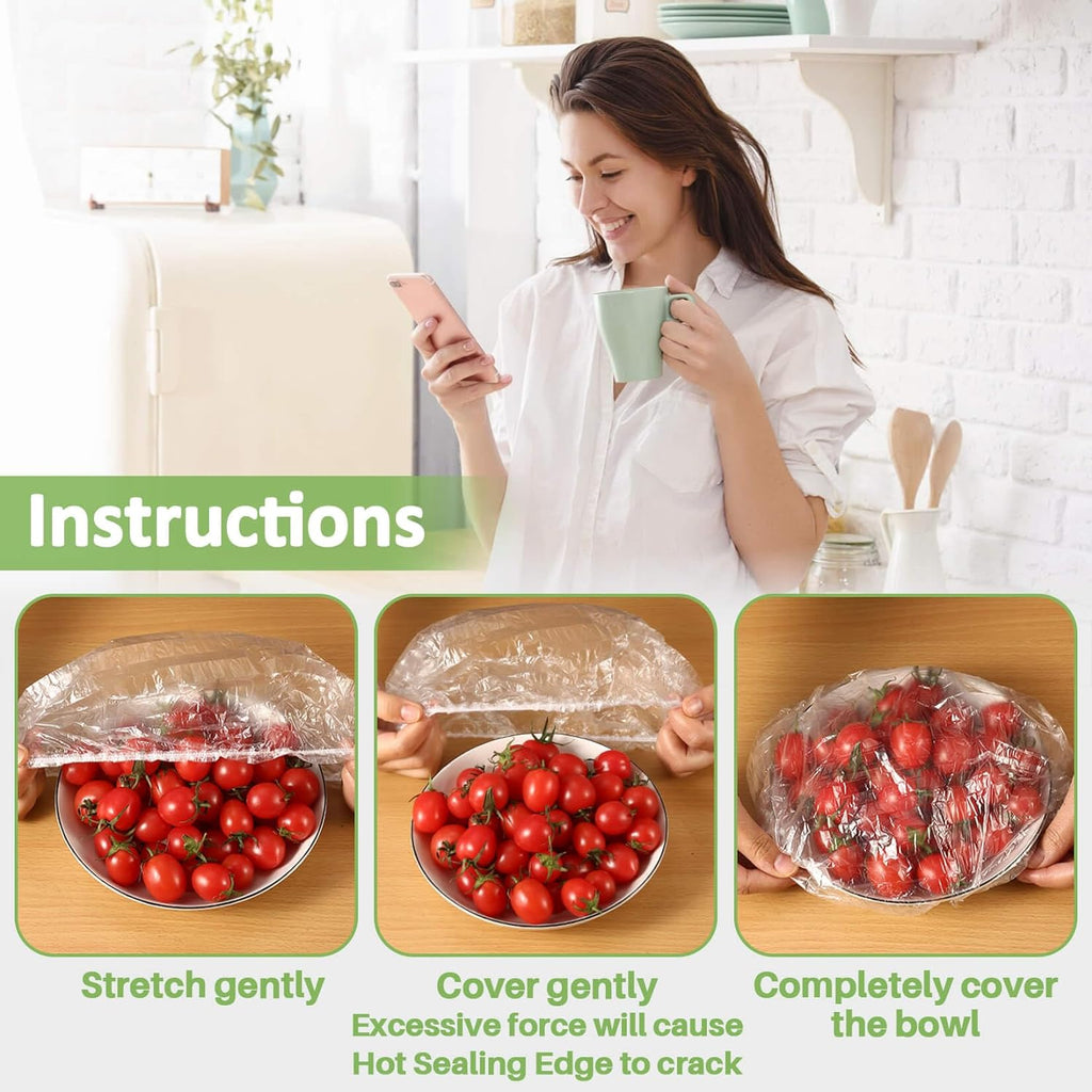 100 Bowl Covers Bread Proofing - Extra Large Plastic Wrap for Food