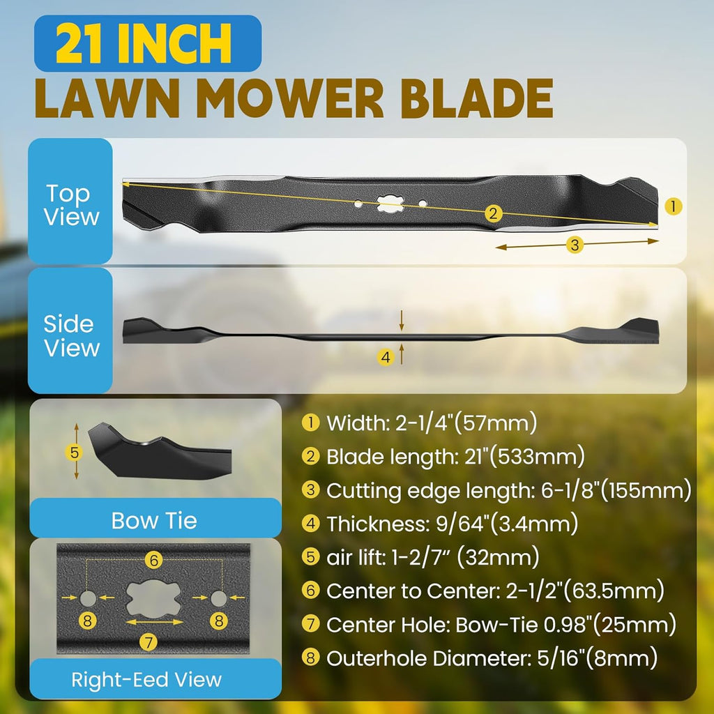 21 Inch Lawn Mower Blade - Mulching Blade for Cub Cade MTD Craftsman Troy Bilt TB110 TB200 Some 21" Walk Behind Push