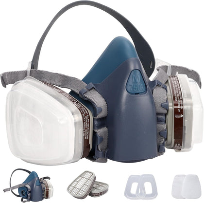 Half Face Respirator Mask Gas Respirator with Quick Release | Reusable Silicone Gas Mask with Filters, Comfortable to