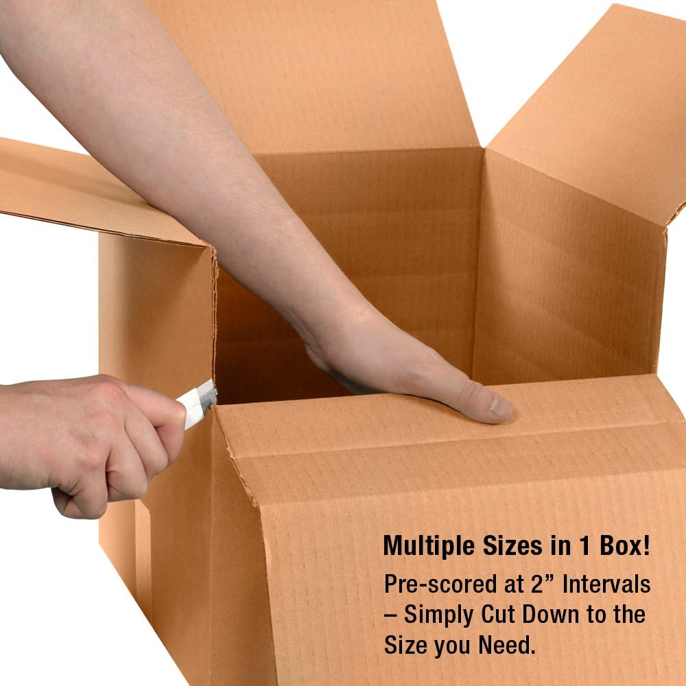 PMD1486 Multi-Depth Corrugated Boxes, 14"L x 8"W x 6"H, Kraft (Pack of 25)
