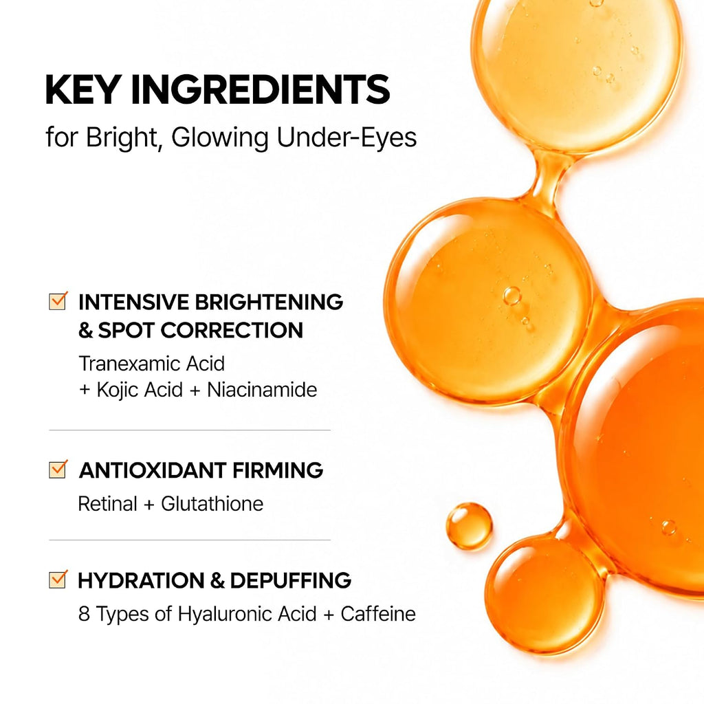 TX Kojic Acid Retinal Eye Patch for Dark Circles and Puffiness, Radiance Capsule-Infused Anti-Aging Eye Mask for