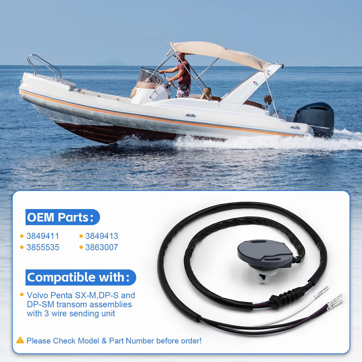 ComTrekium Outboard Trim Sender Sensor for Volvo Penta