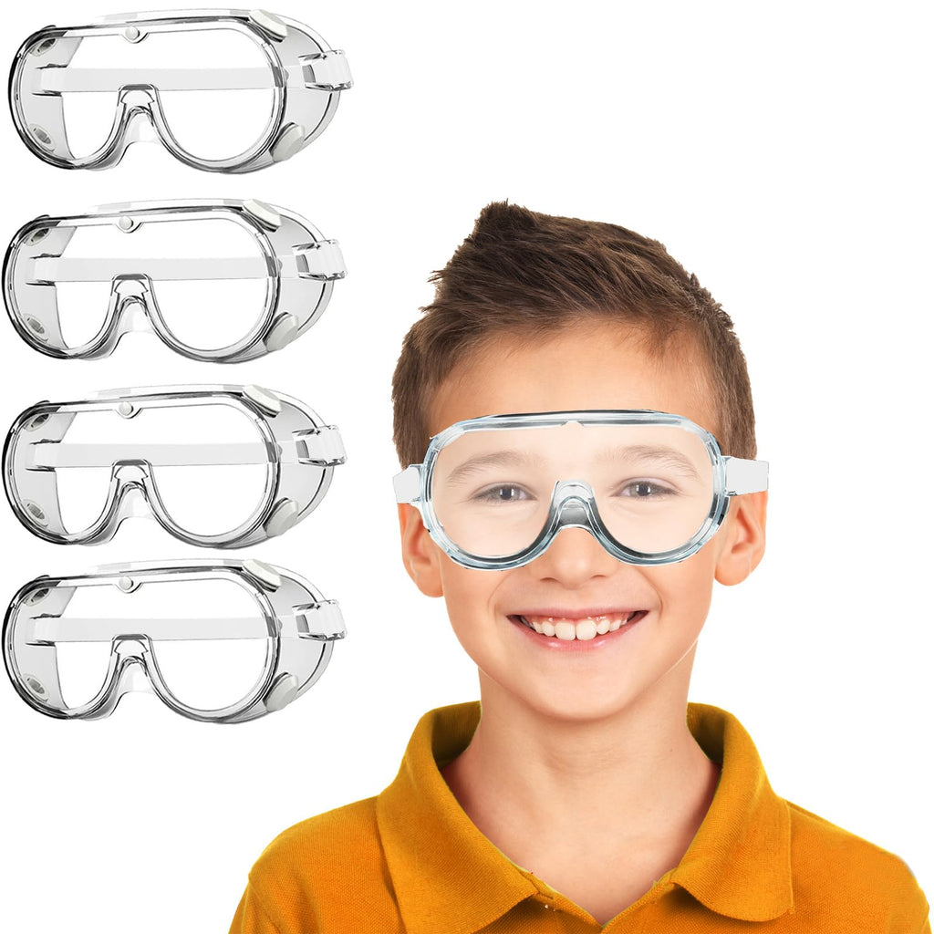 4 Pack Kid Science Goggles Bulk,Lightweight Polycarbonate Lenses and PVC Frame, Eye Protection for Kids (4)