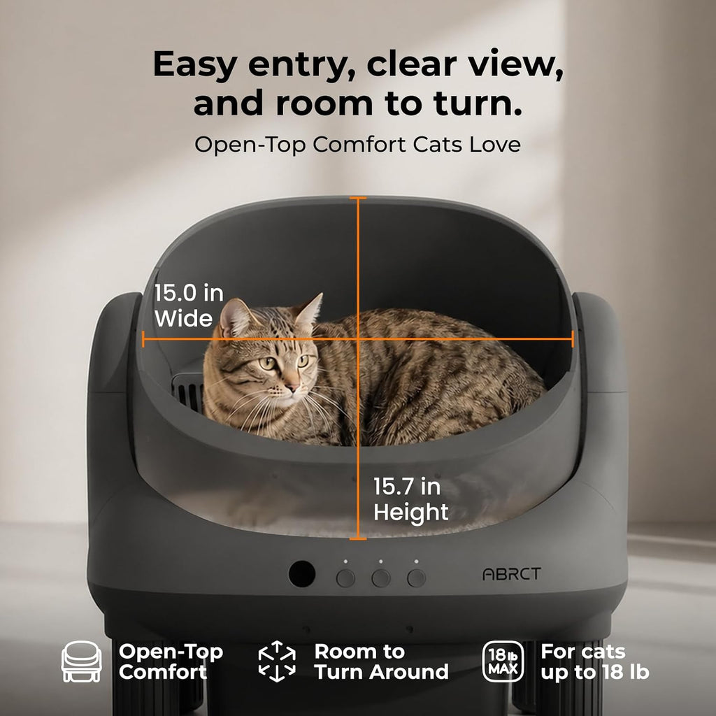 Self Cleaning Litter Box, Open Top Automatic Litter Box, Safety Sensors Protection, App Control for Multiple Cats