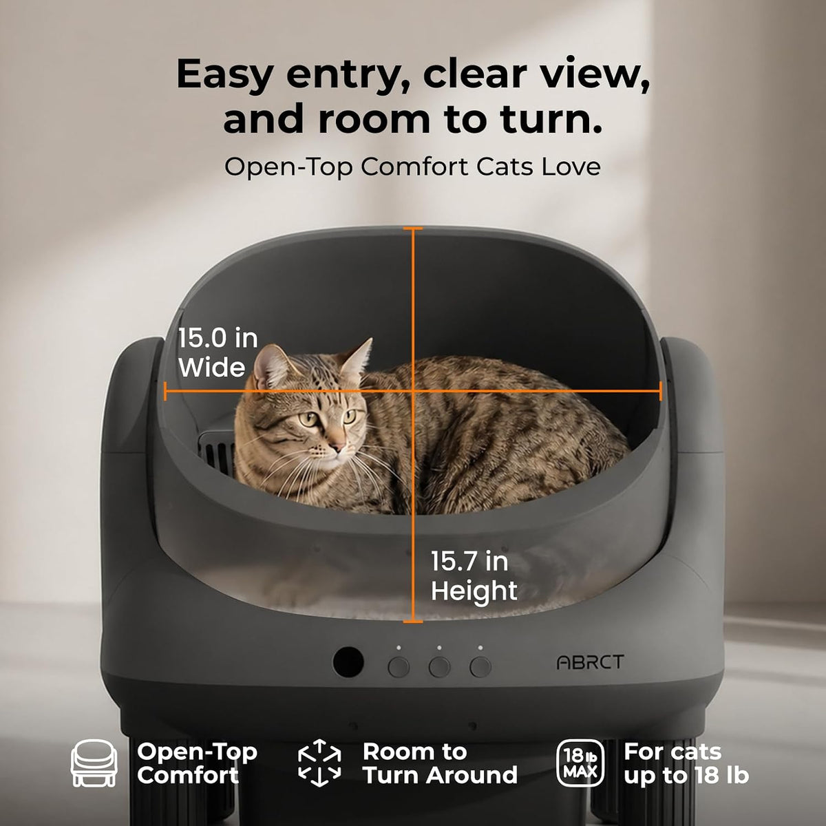 Self Cleaning Litter Box, Open Top Automatic Litter Box, Safety Sensors Protection, App Control for Multiple Cats