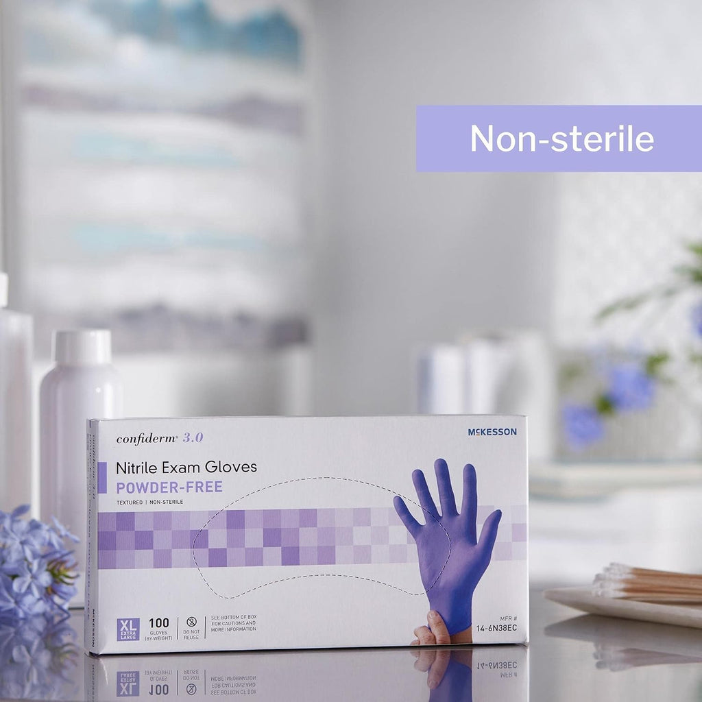 Confiderm 3.0 Disposable Nitrile Exam Glove Standard Cuff Length | Exam Glove,Blue,Nitrile,NonSterile,Not Made with