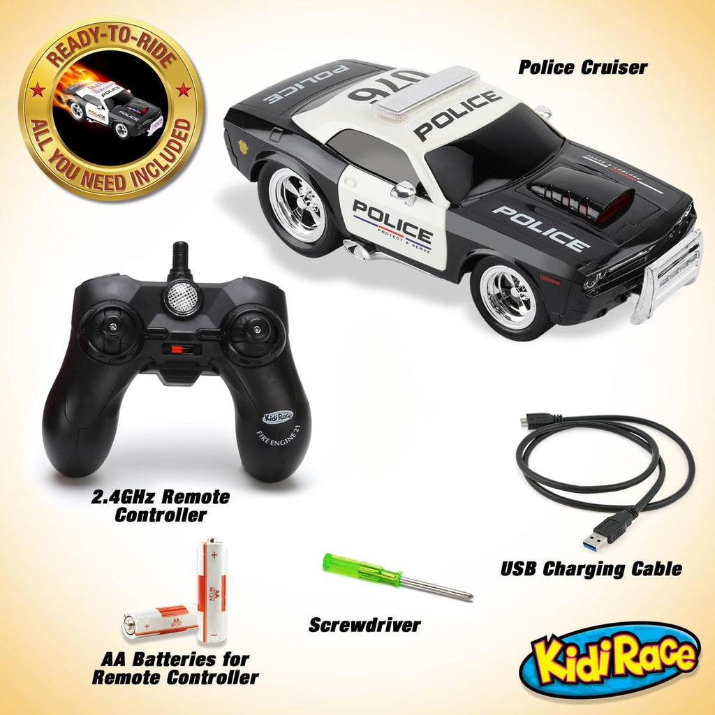 Rechargeable Police Car Remote Control Toy for Kids, Hobby Rc Cars Toys, Lights & Siren, Birthday Gift Ideas for Boy