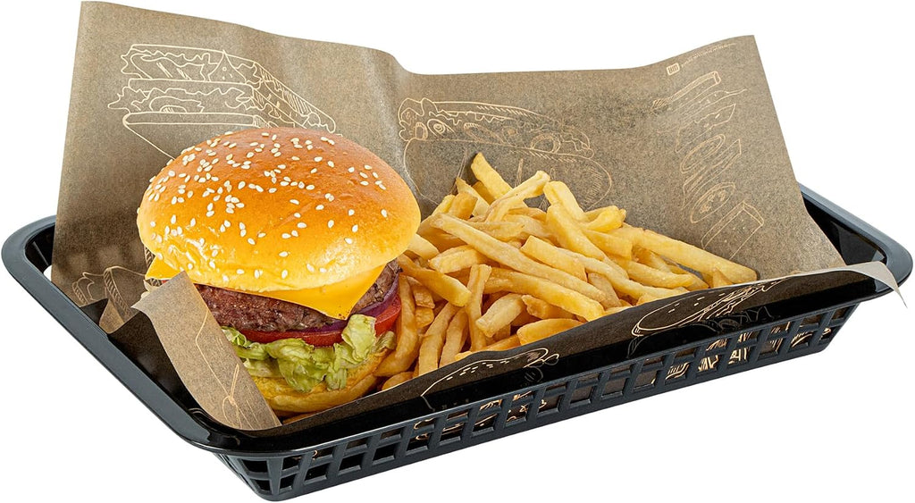 11.75 In Black Plastic Fast Food Serving Baskets, 10 Ct