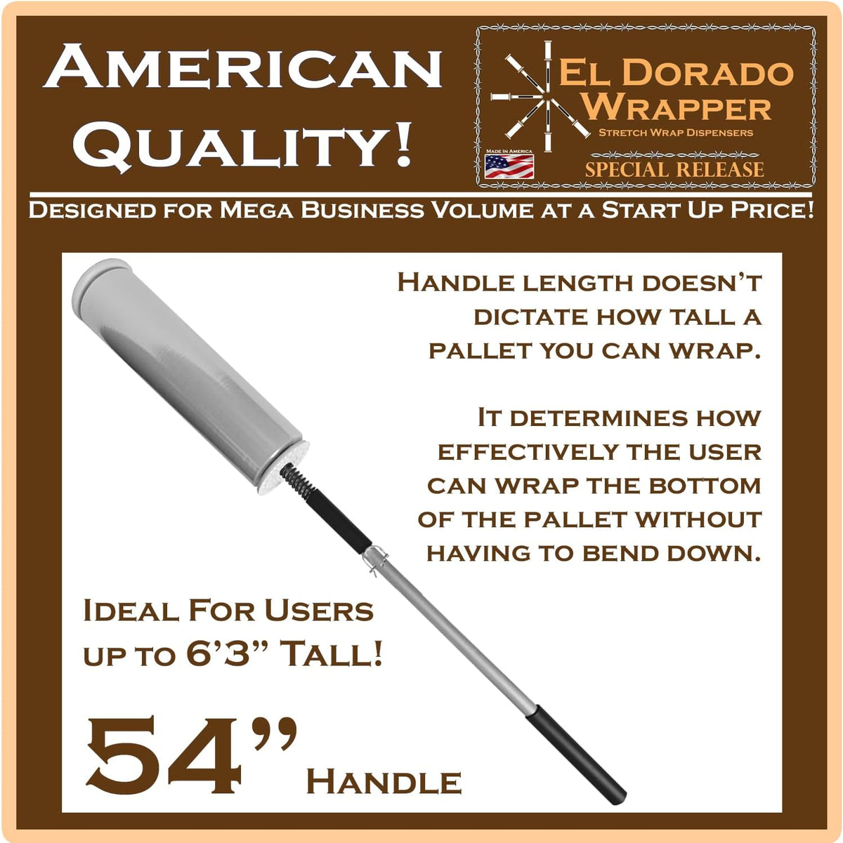 El Dorado Wrapper Stretch Wrap Dispensers (54" Handle)