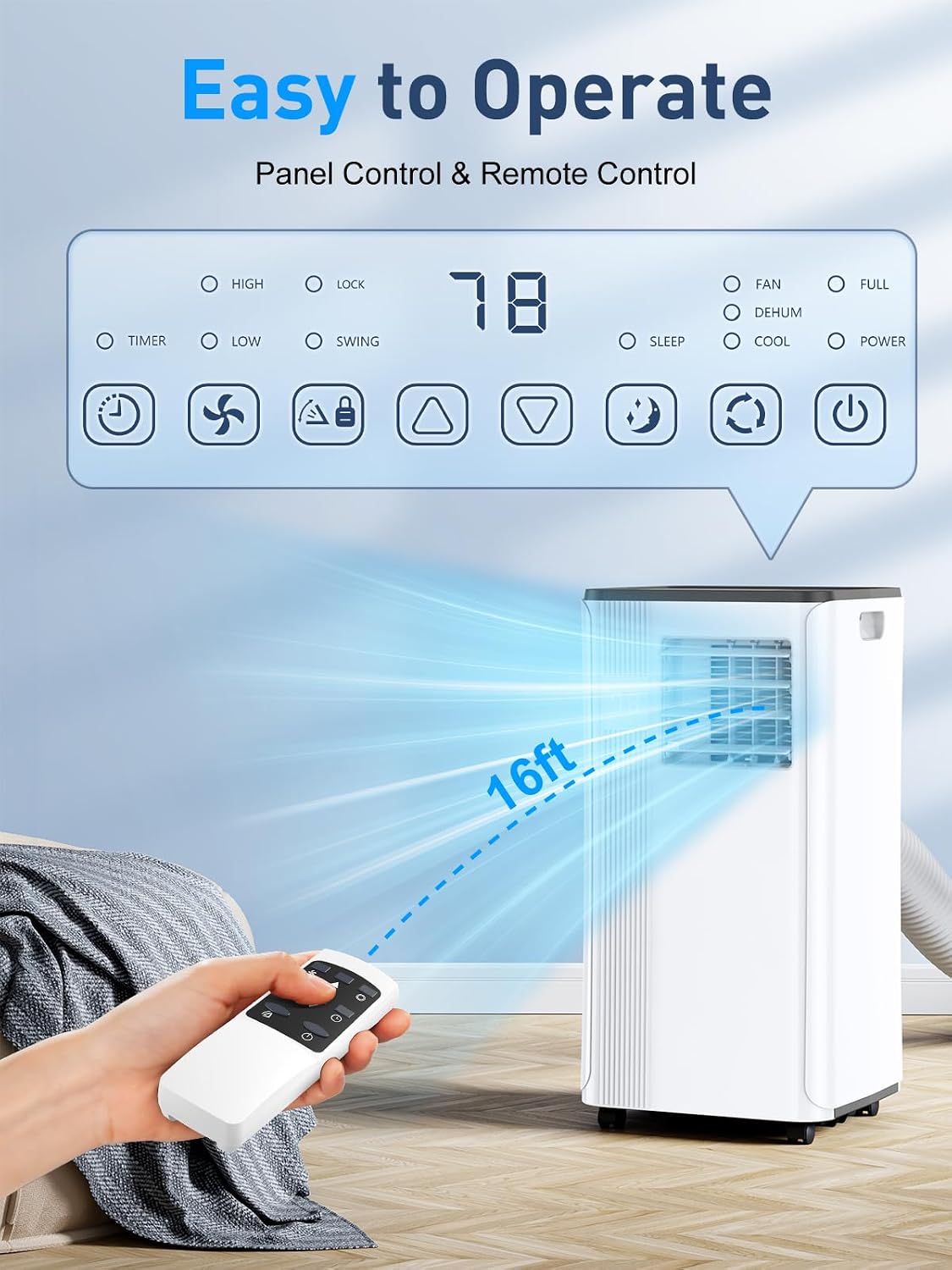 Portable Air Conditioners - 2026 Upgraded 10000 BTU Portable AC for Room up to 450 Sq. Ft, 3 in 1 AC Unit with 24H