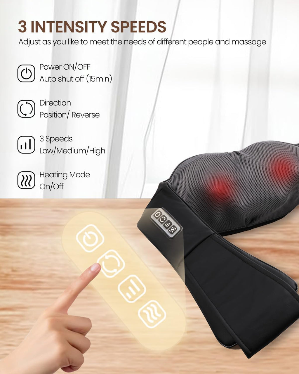 Neck Massager with Heat, Electric Back Massager for Pain Relief Deep Tissue, Massager for Neck Pain, Shoulder, Waist