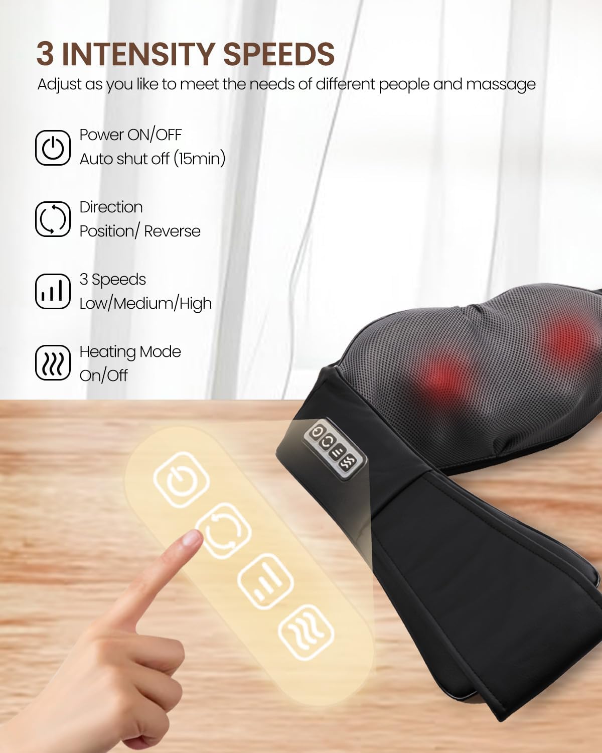 Neck Massager with Heat, Electric Back Massager for Pain Relief Deep Tissue, Massager for Neck Pain, Shoulder, Waist
