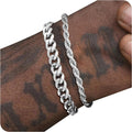 Fathers Day Bracelets for Men Jewelry as 2 PCS Silver/Gold Bracelet for Men Chain, 7-10In Stainless Steel Bracelets