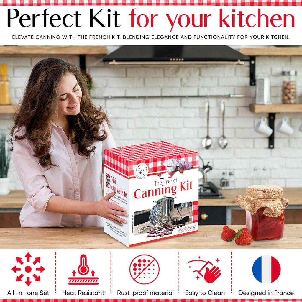 Canning pot with rack and lid - Water bath canner for canning - Complete premium canning kit with large Pot 21.5 Qt