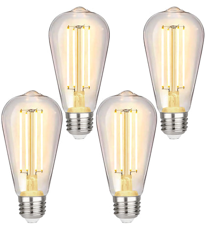 4 Pack Vintage LED Edison Bulbs, 6W Equivalent 60W, Non-Dimmable