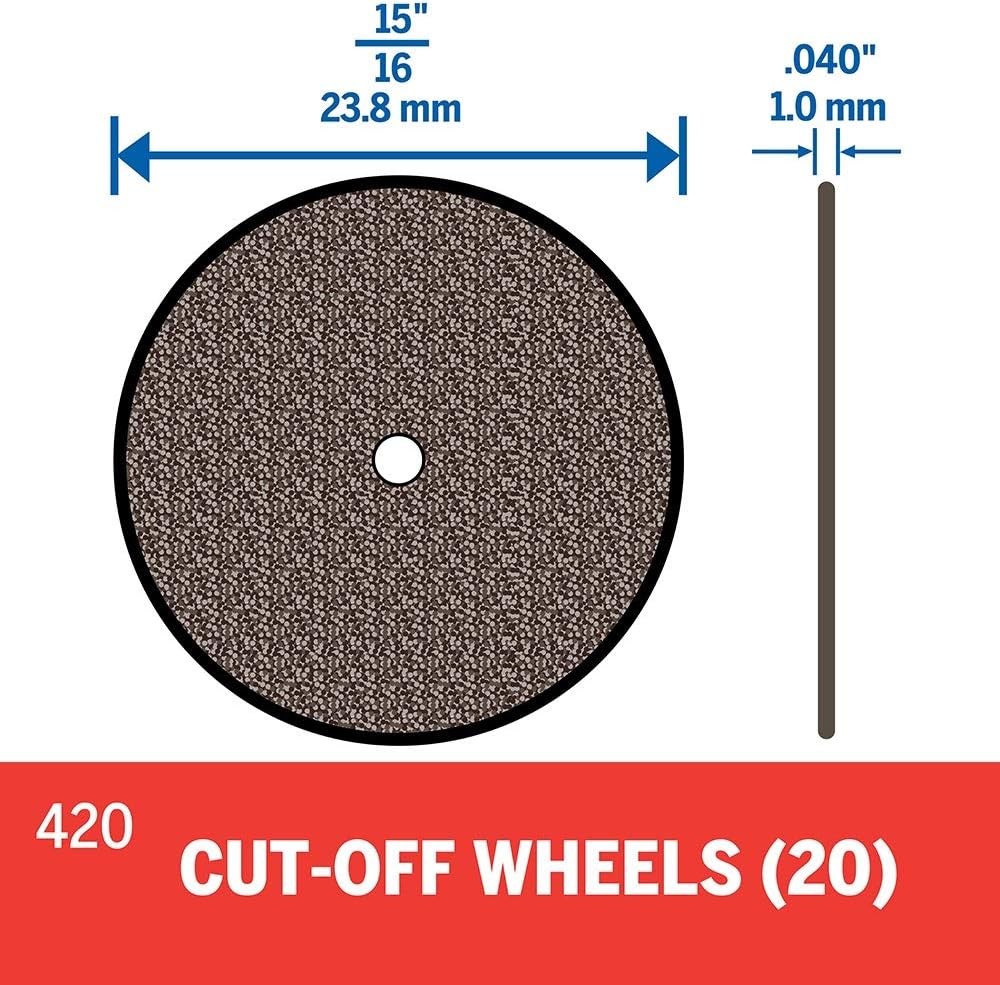 Dremel 420 Cut-Off Wheel, 15/16" (23.8 mm) Diameter, 0.40” (1.0 mm) disc Thickness, Cutting Rotary Tool Accessory (20 Pieces)