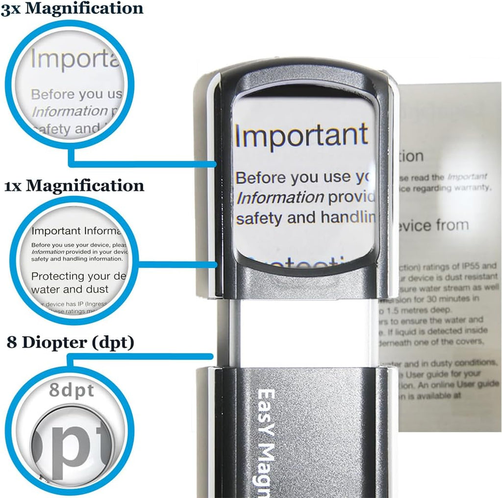 Small Rechargeable Magnifying Glass with LED Light 3.0X, Lighted Handheld Magnify Glasses for Reading Fine Prints &