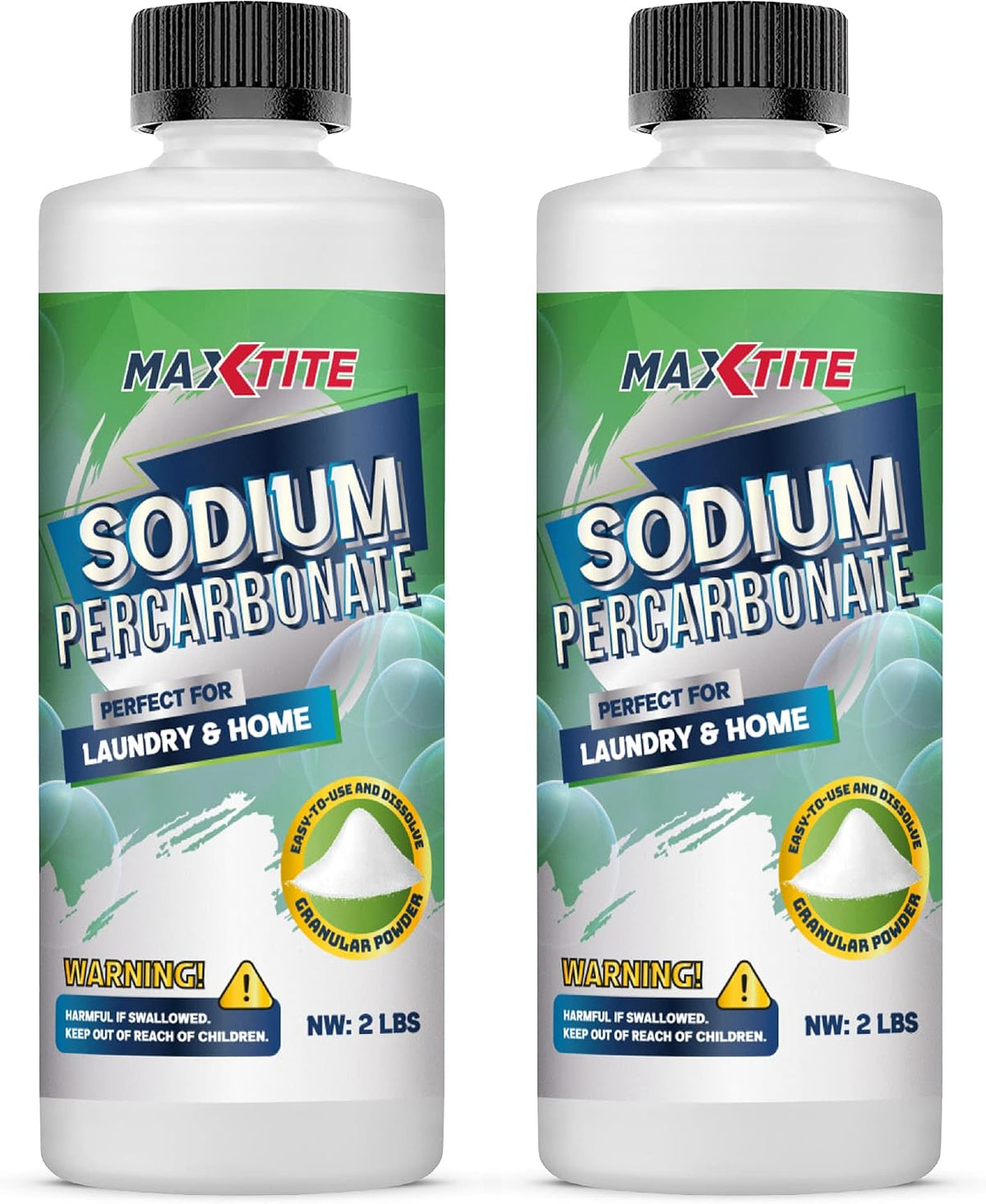 Sodium Percarbonate (4 lbs total - 2 pack of 2 lbs bottles) - 100% Pure - Solid Hydrogen Peroxide/Oxygen Bleach