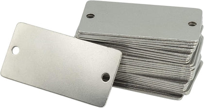 Metal Engraving Blanks Stamping Blanks Stainless Steel Rectangle Blank Tags with Two Holes 1 Inch x 2 Inch 50 Pack