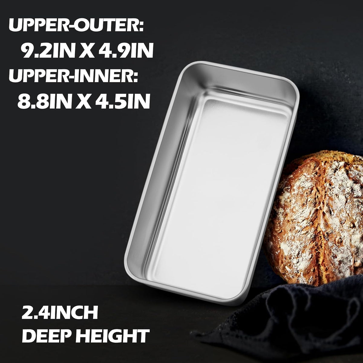 Non-Toxic 9x5IN Stainless Steel Loaf Pan for Baking Bread, 6 Pack