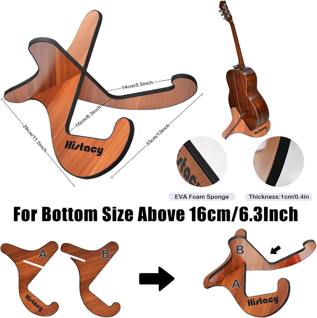 Guitar Accessories Kit: Wooden Stand, Strap, Clip-On Tuner, 3-in-1 Capo, 30 Picks for Acoustic, Electric Guitar, Bass