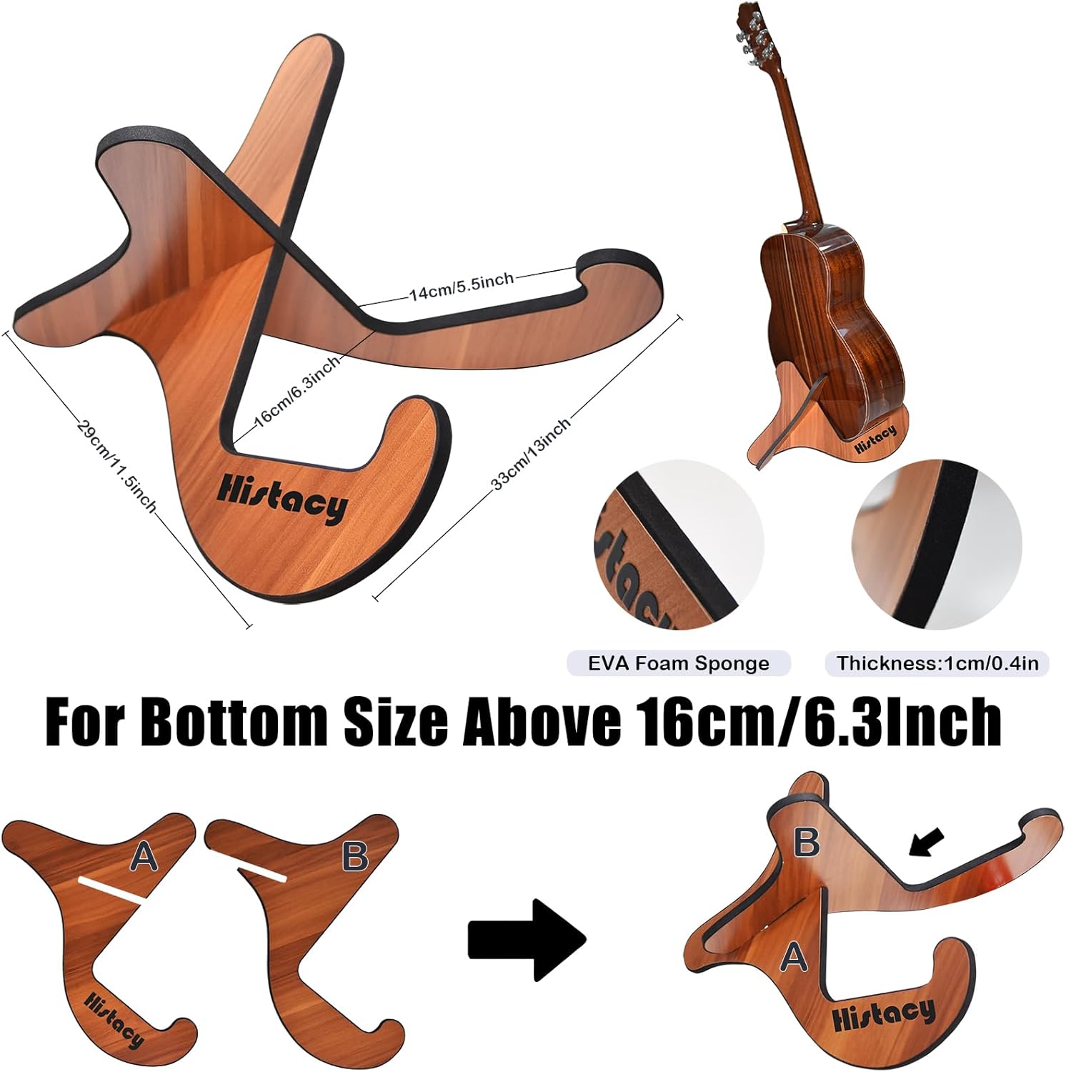 Guitar Accessories Kit: Wooden Stand, Strap, Clip-On Tuner, 3-in-1 Capo, 30 Picks for Acoustic, Electric Guitar, Bass