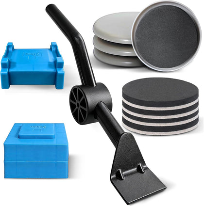3.5 Inch Furniture Sliders with Lifter Tool, 12 PCS Multi-Surface Movers Kit for Carpet and Hardwood Floors, Heavy