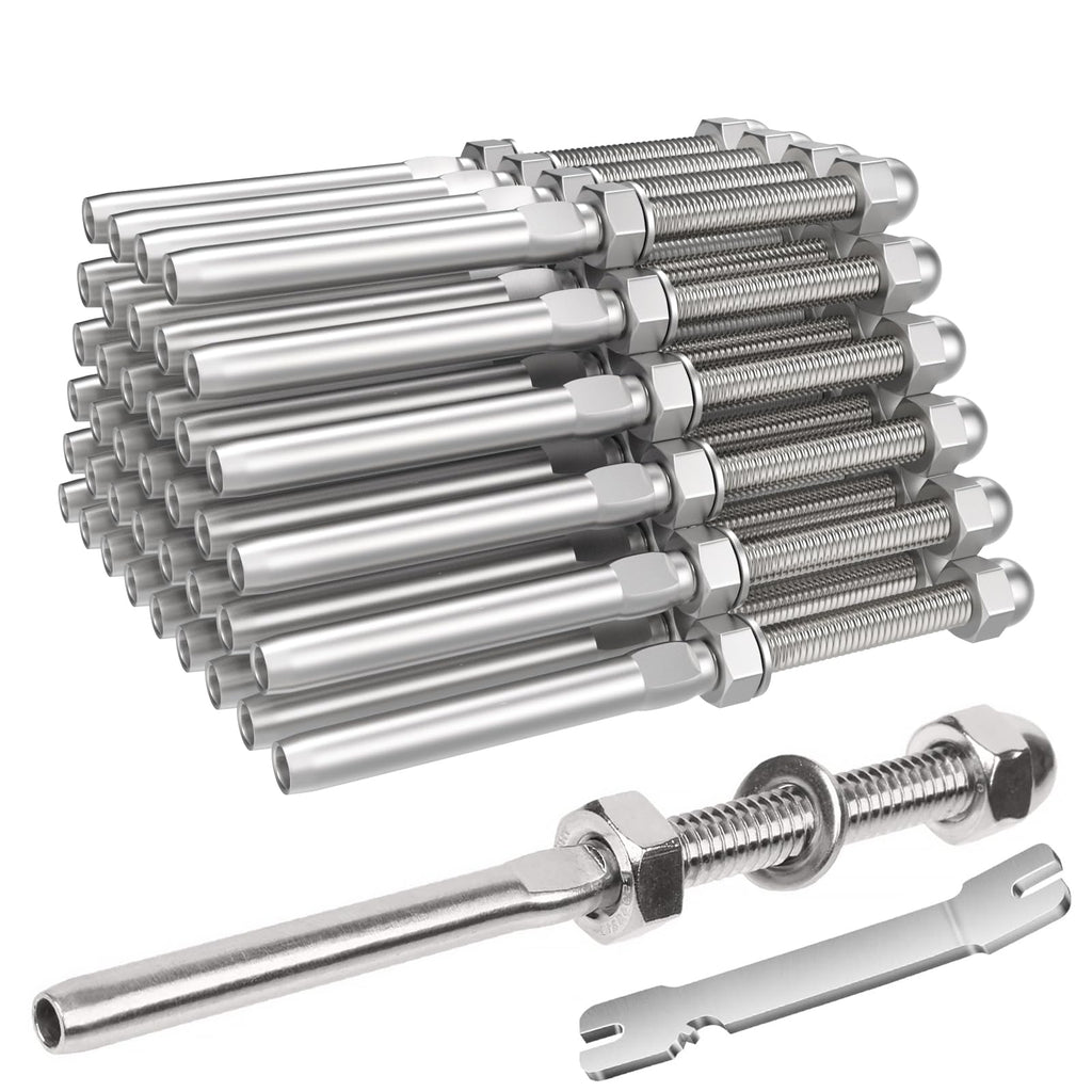 40 Pack 1/8" Cable Railing Swage Threaded Stud Tension End Fitting