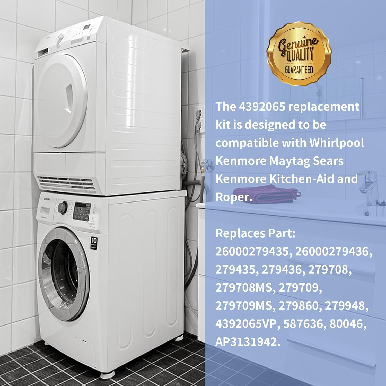 4392065 Dryer Repair Kit with 349241T Drum Roller Kit, 691366 Idler Pulley 341241 Belt Compatible with Whirlpool