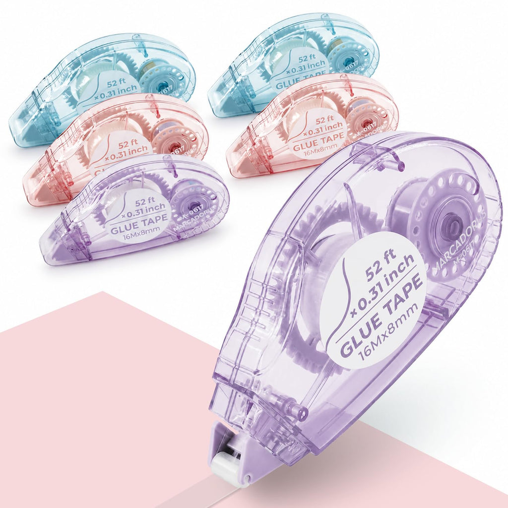 Double Sided Tape Roller, Scrapbook Glue Tape 6 Pack, Extra-Long