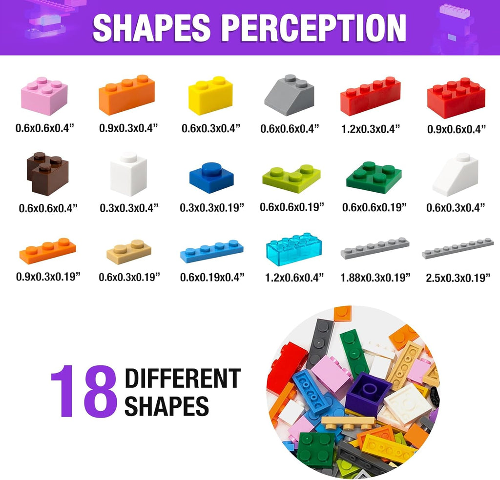 1600 Pieces Building Bricks, Building Bulk Block with 2 Packs 24x24 Studs Sticky Plate and 46PCS Wheel Accessory
