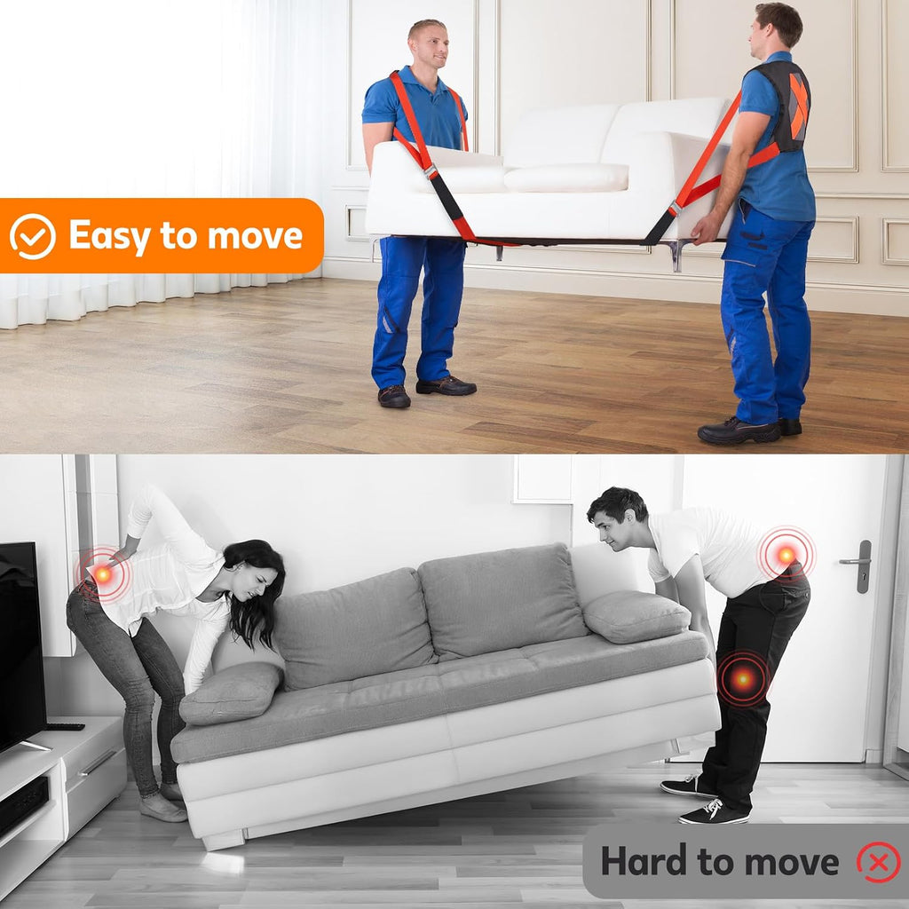 Moving Straps for Lifting Heavy Furniture: 2-Person Lifting & Moving System | High-density nylon, padded shoulders