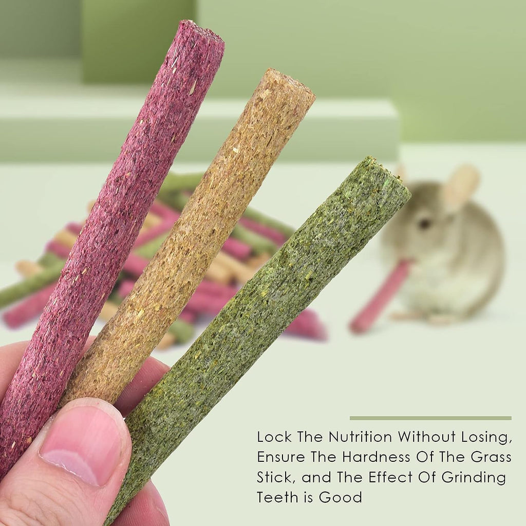 Timothy Hay Sticks,Rabbit Chew Toys for Teeth Natural Molar Sticks Rabbits Treats for Bunnies, Chinchilla Guinea