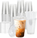 20 oz 100 Pack Clear Plastic Iced Coffee Cups with Lids Disposable