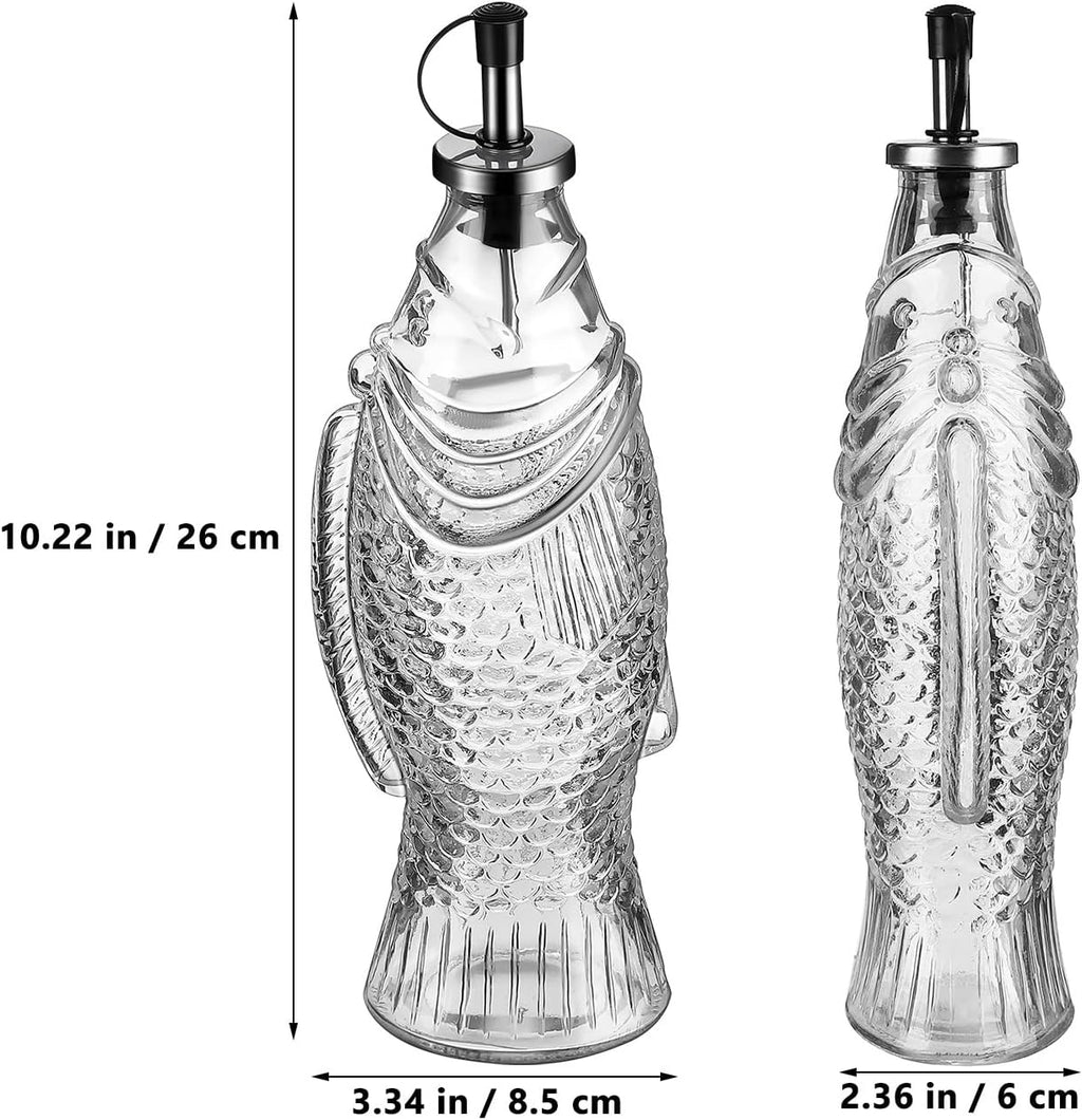 Oil Pitcher for Kitchen Glass Oil Dispenser Bottle Fish Shape Decorative Sauce Container Large Capacity Sauce Bottle