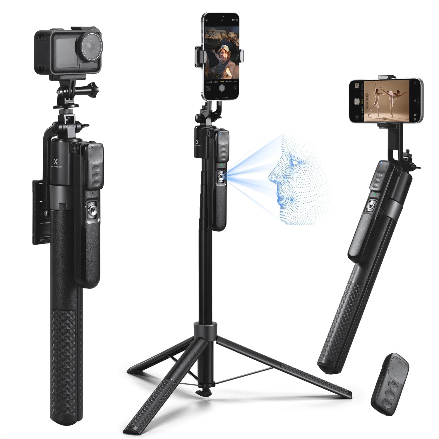 71“ Face Tracking Tripod, Auto Face Tracking Selfie Stick | Auto Face Tracking Tripod 360 Totation with Stand