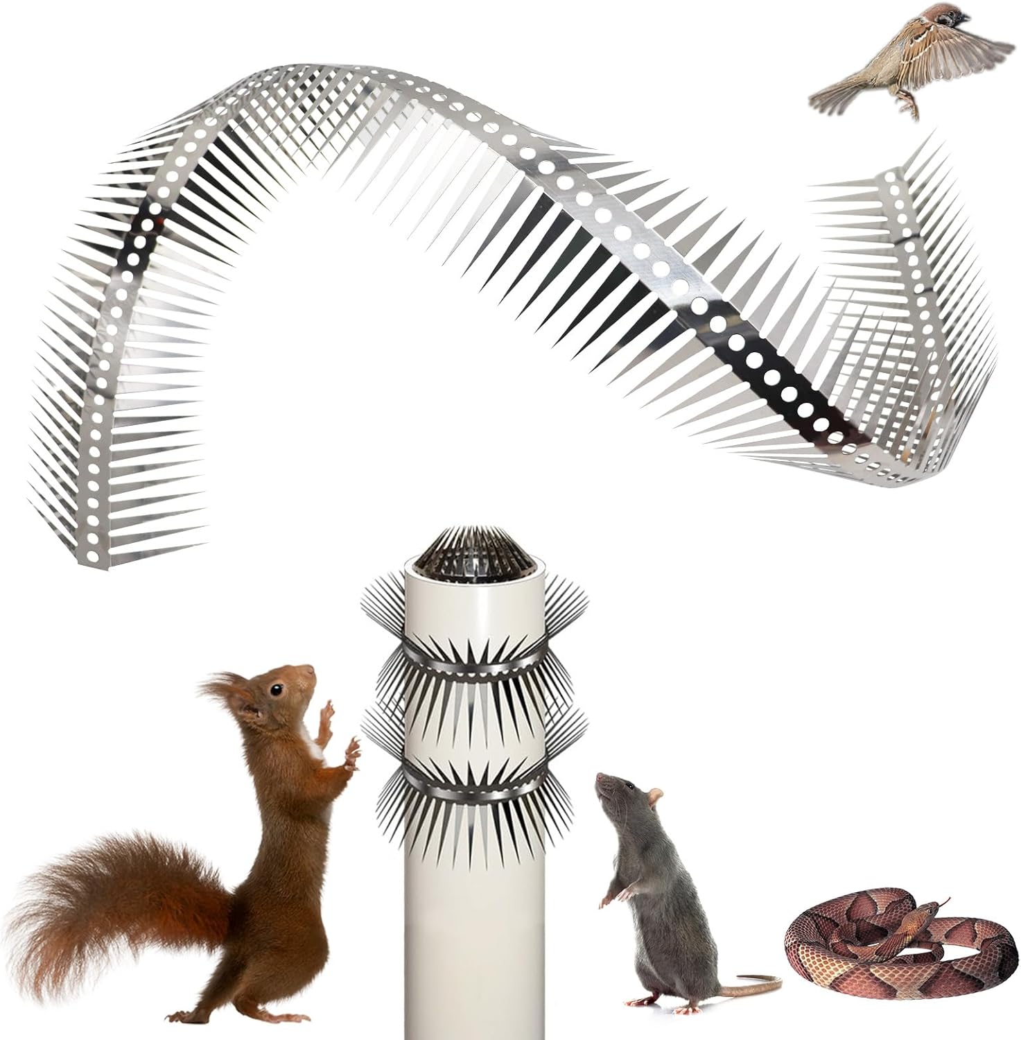 40 Inches Bird Spikes, Stainless Steel Fence Spikes, Cuttable and Bendable Spikes for Deterring Pigeons Small Birds