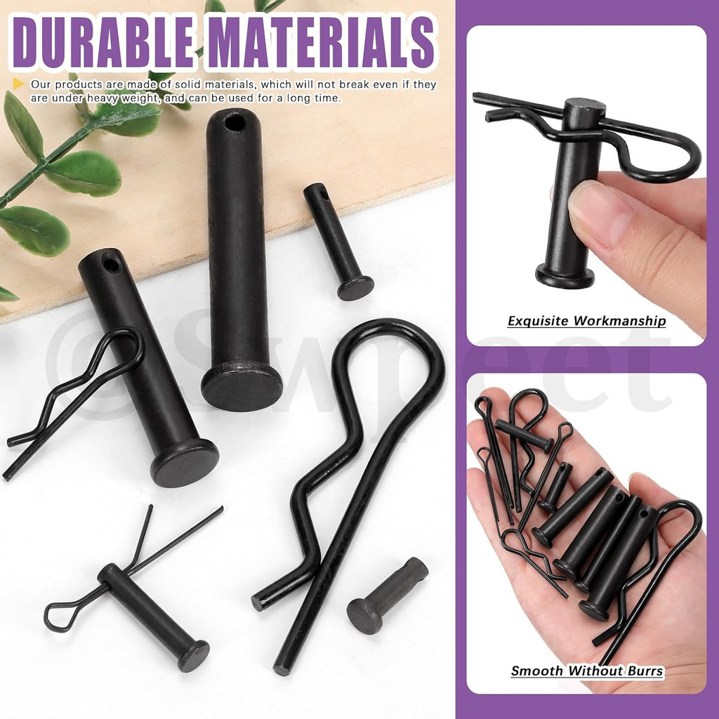 100Pcs 10 Sizes Clevis Pins with Cotter Pin Assortment Kit, Single Hole Flat Head Clevis Pins, R Pins, Hairpin