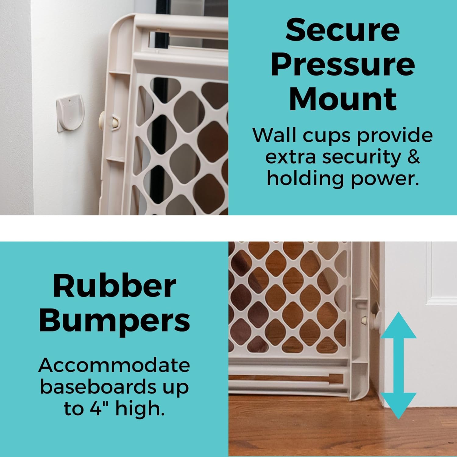 Supergate Ergo Baby Gate: Plastic Baby Gate for Stairs & Doorways - Adjustable Indoor Safety Gate - Made in USA - 26