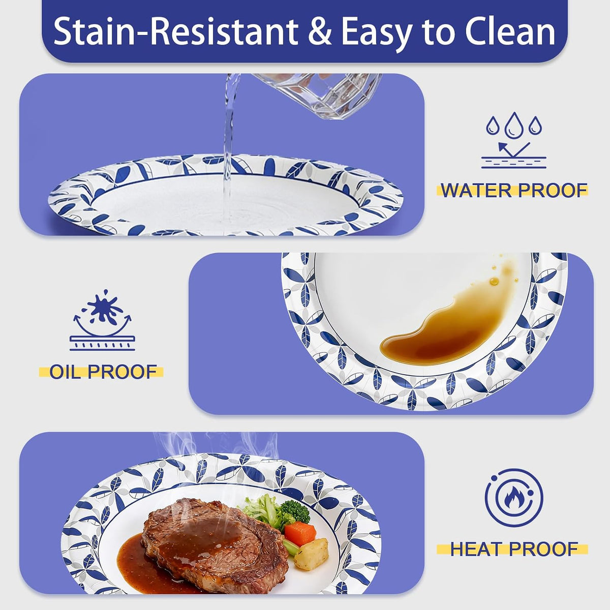 140 Pack 10 inch Heavy Duty Paper Plates Disposable