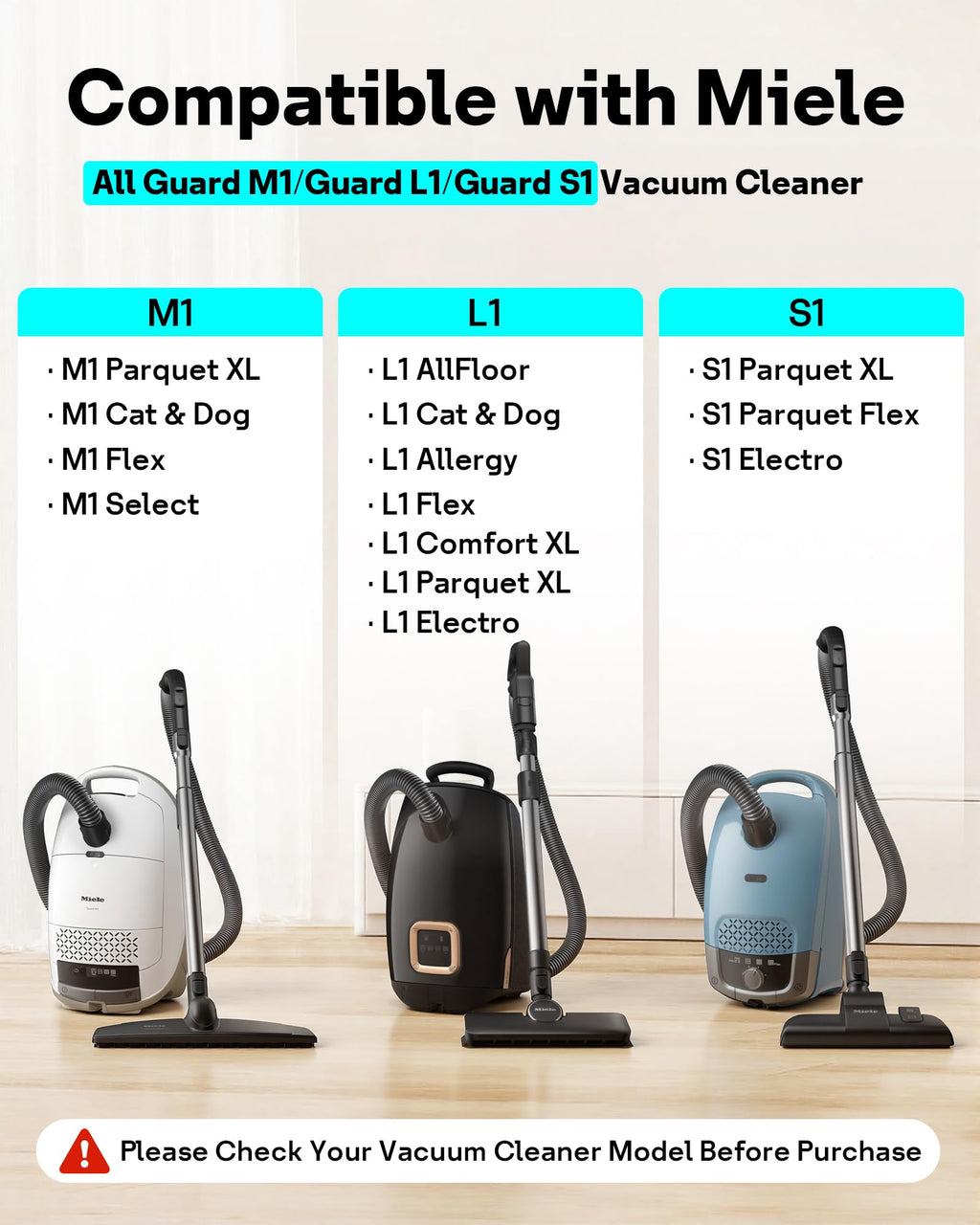 12 Pack Air TU/CO Replacement Vacuum Bags for Miele Guard L1 M1 S1
