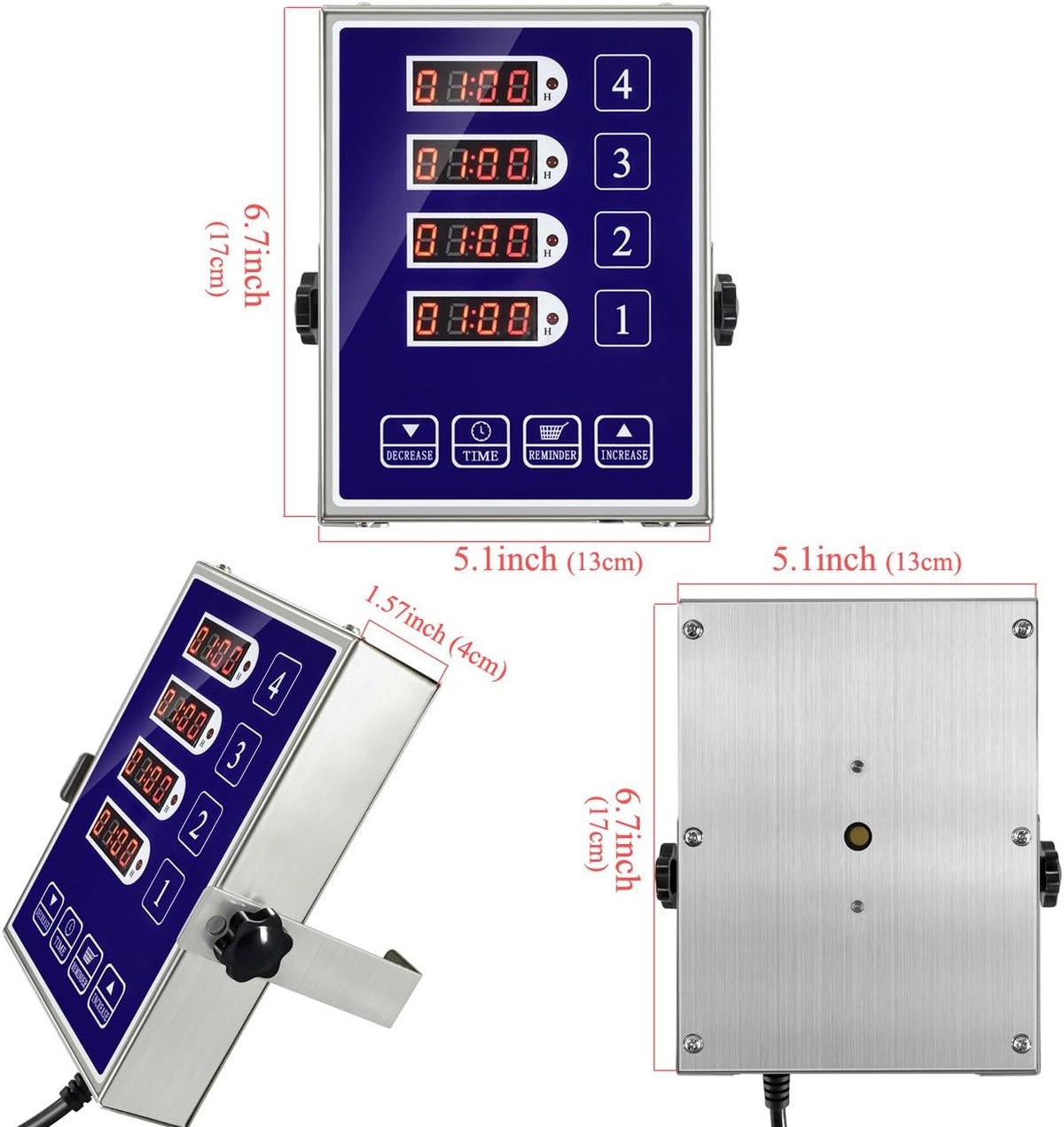 Commercial Kitchen Timer 4 Channel Digital Loud Alarm Cook Timer