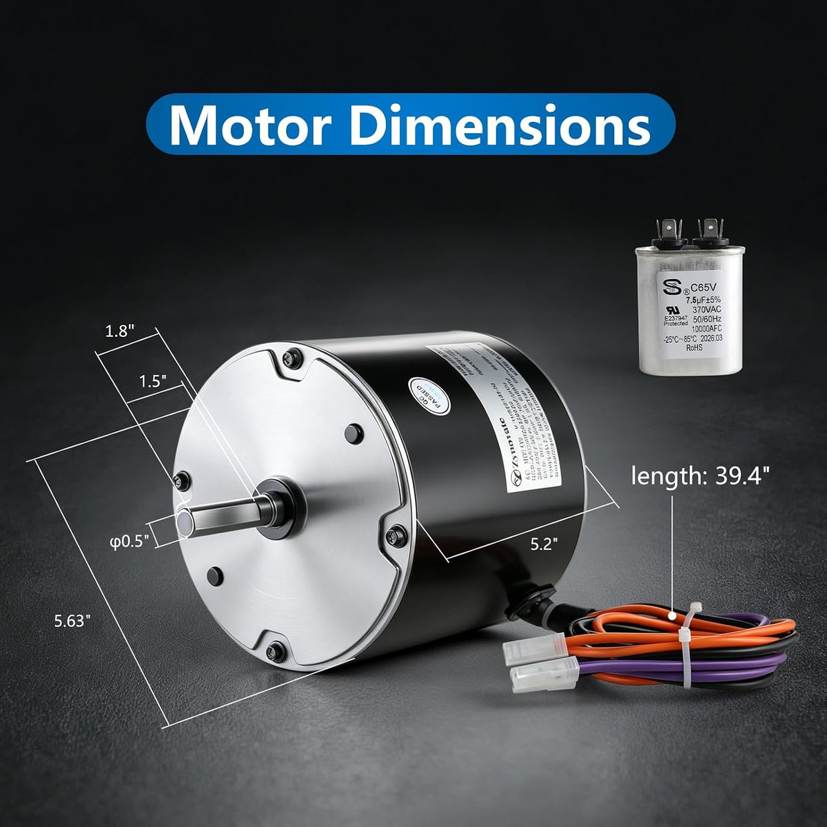 68J24 Condenser Fan Motor 1/3 HP 1075 RPM 208-230V 2.1A 60HZ AC Fan Motor