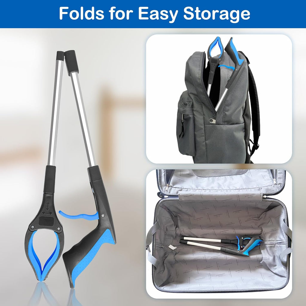 32" Grabber Reacher Tool, 1-Pack Foldable Reacher Grabber Pickup Tool with 360° Anti-Slip Rotating Jaw & Magnet