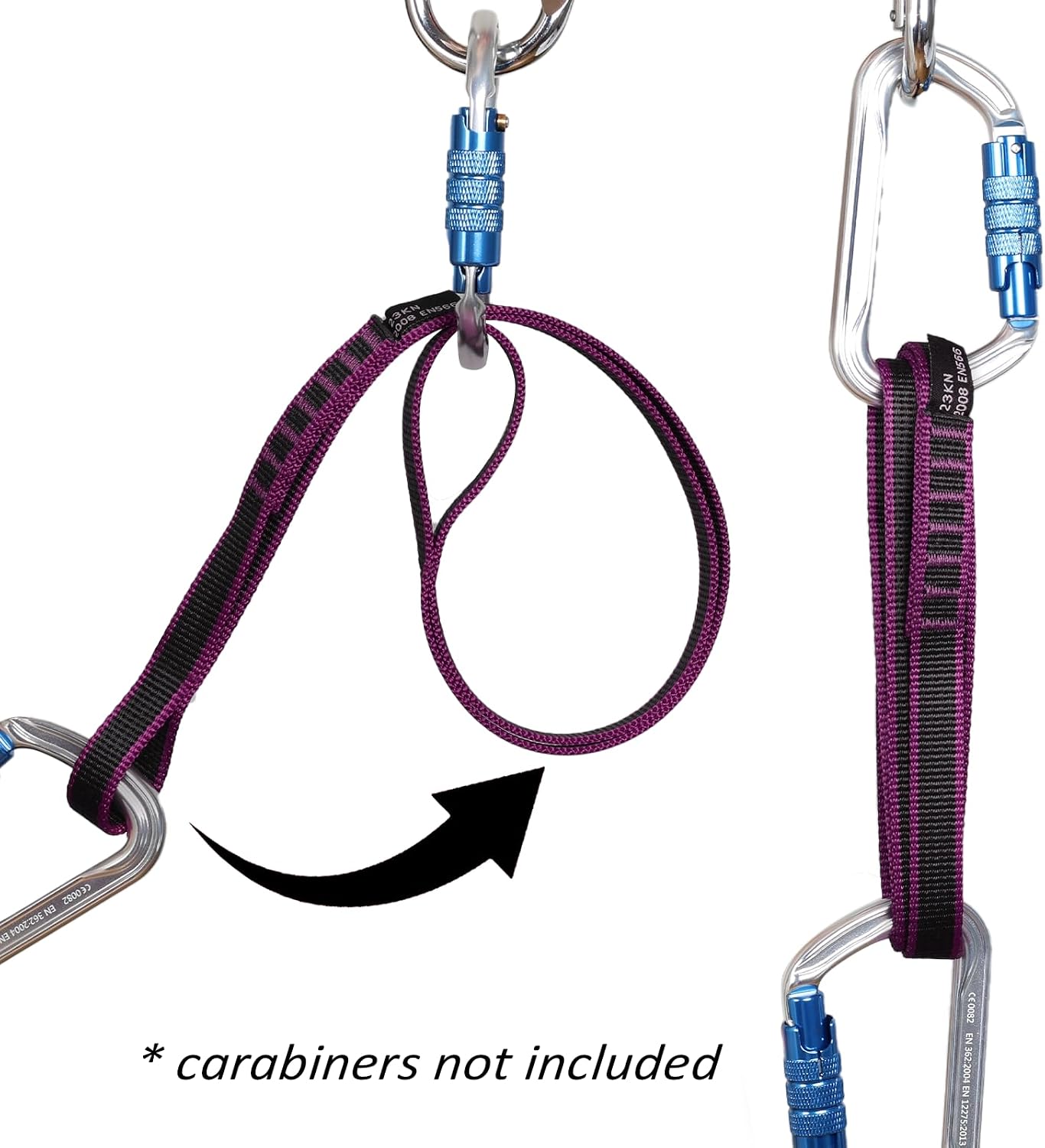 18mm Nylon Climbing Sling Runner, 23KN CE2008/EN566 Certified | Heavy duty webbing straps for rock climbing