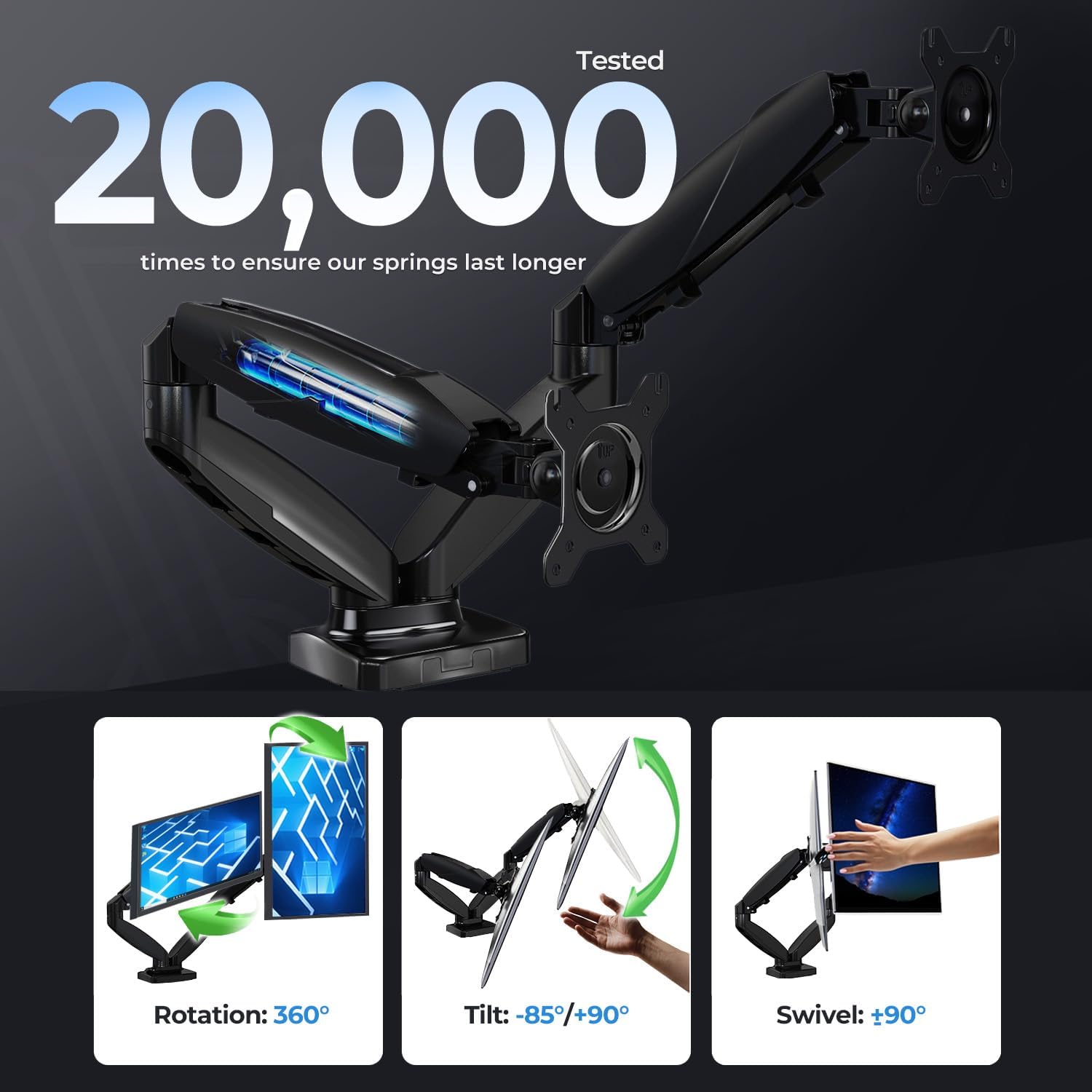 Ergonomic Dual Monitor Arm Stand